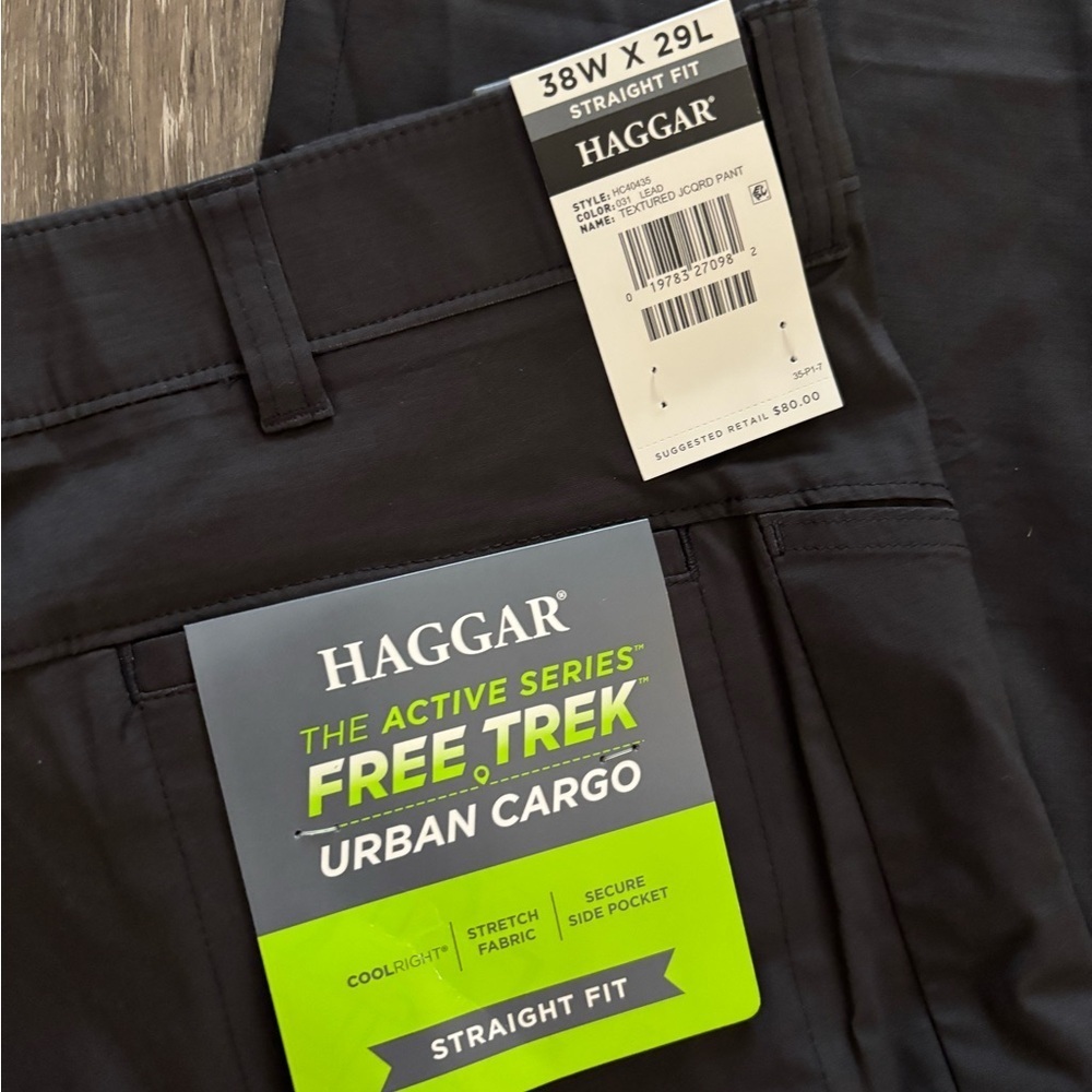 Men's Haggar Active Flex Pants Color- Lead Sz 38x29 NWT - Picture 8 of 9